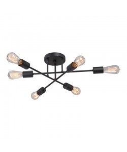 Φωτιστικό οροφής Amsterindast pakoworld μέταλλο σε μαύρο χρώμα 60x25εκ