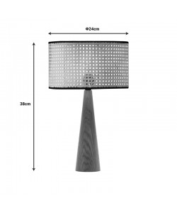 Επιτραπέζιο φωτιστικό Retroa pakoworld ξύλο οξιάς και pe rattan σε φυσικό χρώμα Φ24x38εκ