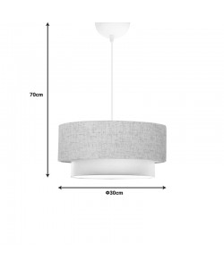Φωτιστικό οροφής Sombre pakoworld ύφασμα σε γκρι με κρεμ χρώμα Φ30x15εκ