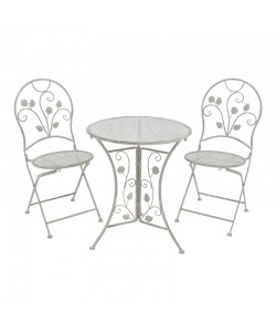 Τραπεζαρία Abriel pakoworld σετ 3τεμ μέταλλο σε αντικέ γκρι απόχρωση