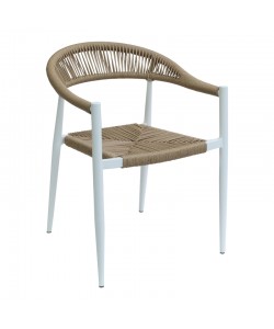 Πολυθρόνα Fagen pakoworld στοιβαζόμενη λευκό αλουμίνιο-φυσικό textilene 56x60x78εκ