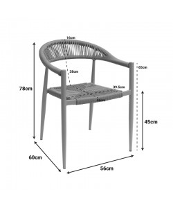Πολυθρόνα Fagen pakoworld στοιβαζόμενη λευκό αλουμίνιο-φυσικό textilene 56x60x78εκ
