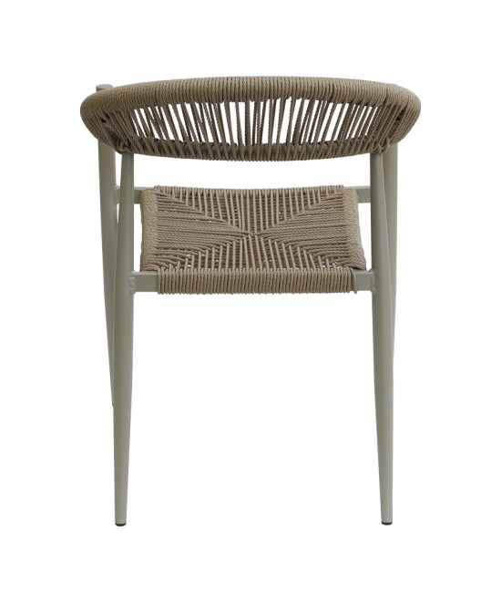 Πολυθρόνα Fagen pakoworld στοιβαζόμενη σαμπανιζέ αλουμίνιο-rattan pe σε φυσική απόχρωση 56x60x78εκ