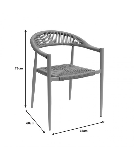 Πολυθρόνα Fagen pakoworld στοιβαζόμενη σαμπανιζέ αλουμίνιο-rattan pe σε φυσική απόχρωση 56x60x78εκ