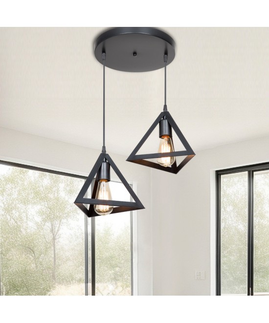 Φωτιστικό οροφής δίφωτο Kecha pakoworld pp σε μαύρη απόχρωση Φ50x60εκ