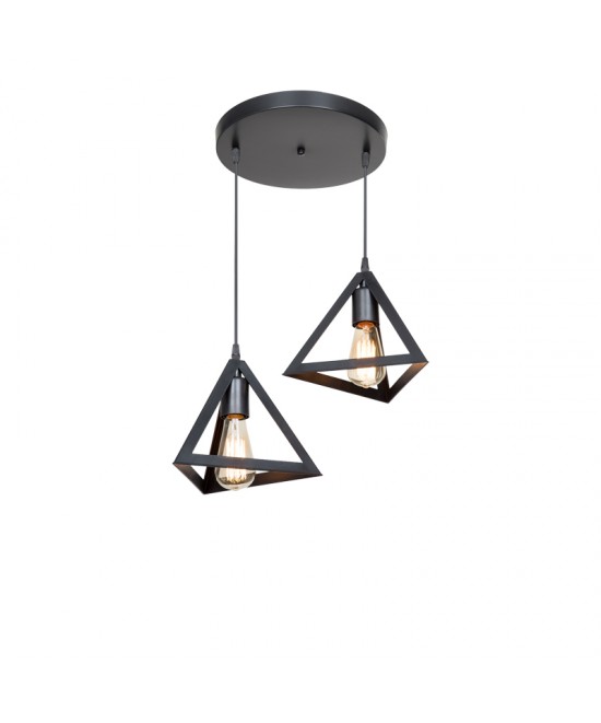 Φωτιστικό οροφής δίφωτο Kecha pakoworld pp σε μαύρη απόχρωση Φ50x60εκ