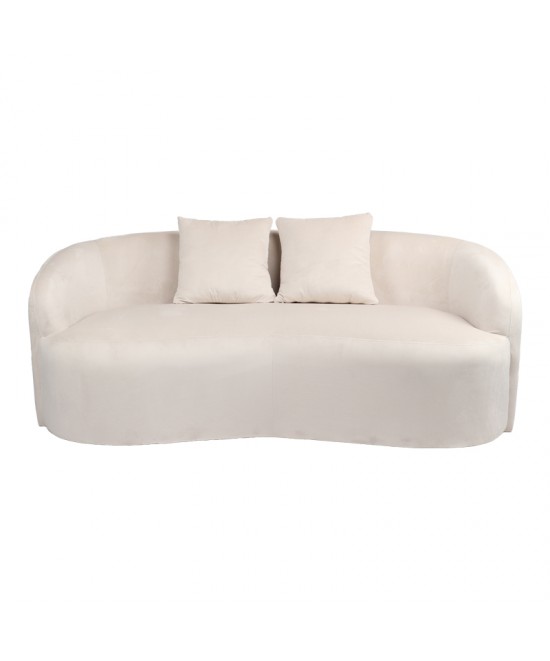 Καναπές 2θέσιος Raini pakoworld με μαξιλάρια κρεμ βελούδο 178x82x68εκ