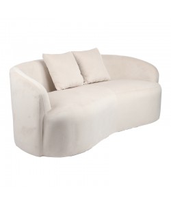 Καναπές 2θέσιος Raini pakoworld με μαξιλάρια κρεμ βελούδο 178x82x68εκ