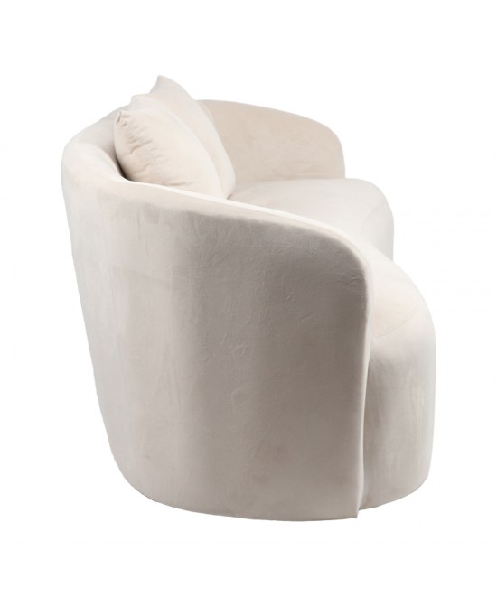 Καναπές 2θέσιος Raini pakoworld με μαξιλάρια κρεμ βελούδο 178x82x68εκ