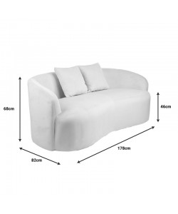 Καναπές 2θέσιος Raini pakoworld με μαξιλάρια κρεμ βελούδο 178x82x68εκ