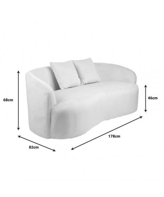 Καναπές 2θέσιος Raini pakoworld με μαξιλάρια κρεμ βελούδο 178x82x68εκ