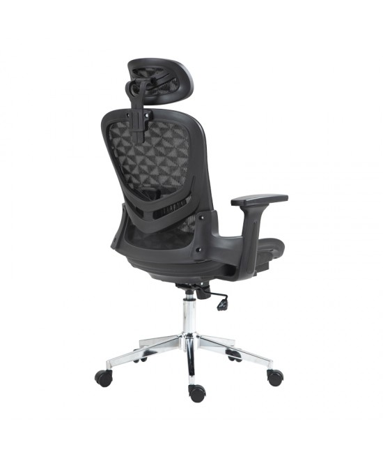 Καρέκλα γραφείου εργασίας Mergi pakoworld μαύρο mesh 62x63x120εκ