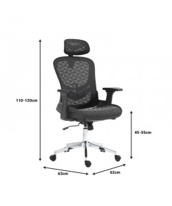 Καρέκλα γραφείου εργασίας Mergi pakoworld μαύρο mesh 62x63x120εκ Καρέκλα γραφείου εργασίας Mergi pakoworld μαύρο mesh 62x63x120εκ