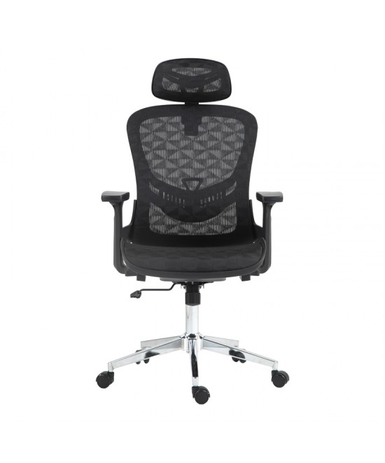 Καρέκλα γραφείου εργασίας Mergi pakoworld μαύρο mesh 62x63x120εκ