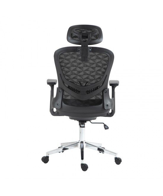 Καρέκλα γραφείου εργασίας Mergi pakoworld μαύρο mesh 62x63x120εκ