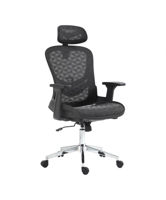 Καρέκλα γραφείου εργασίας Mergi pakoworld μαύρο mesh 62x63x120εκ