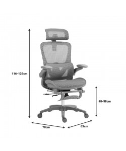 Καρέκλα γραφείου εργασίας Zenyk pakoworld mesh σε ασπρόμαυρη απόχρωση 63x70x126εκ