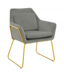 Πολυθρόνα Mira pakoworld βελούδο γκρι-χρυσό 65x69x86εκ