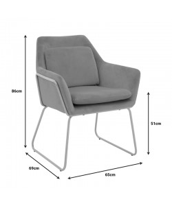 Πολυθρόνα Mira pakoworld βελούδο γκρι-χρυσό 65x69x86εκ