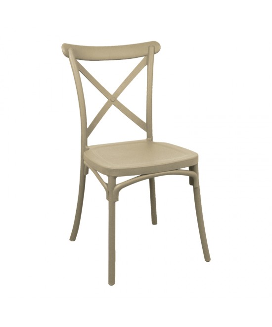 Καρέκλα Crossie pakoworld pp σε απόχρωση cappucino 38x46.5x82εκ