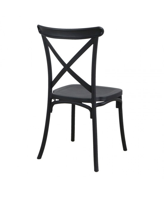 Καρέκλα Crossie pakoworld pp σε μαύρη απόχρωση 38x46.5x82εκ