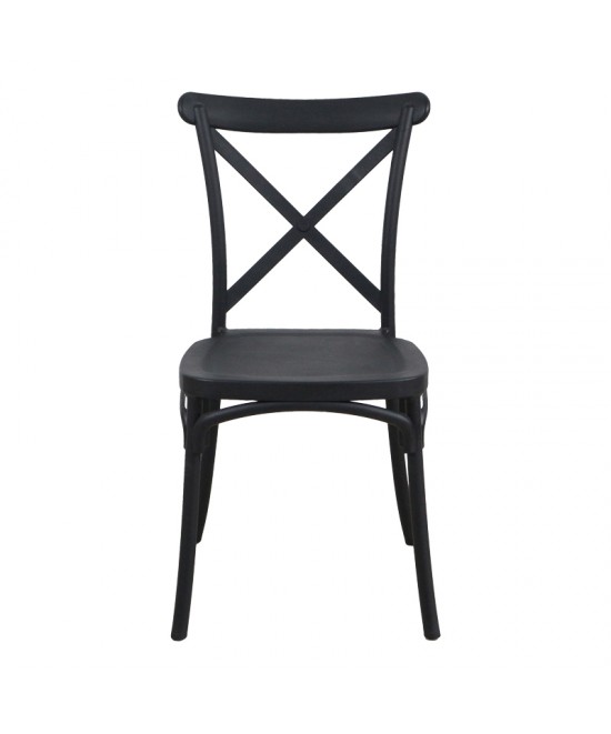 Καρέκλα Crossie pakoworld pp σε μαύρη απόχρωση 38x46.5x82εκ