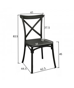 Καρέκλα Crossie pakoworld pp σε μαύρη απόχρωση 38x46.5x82εκ