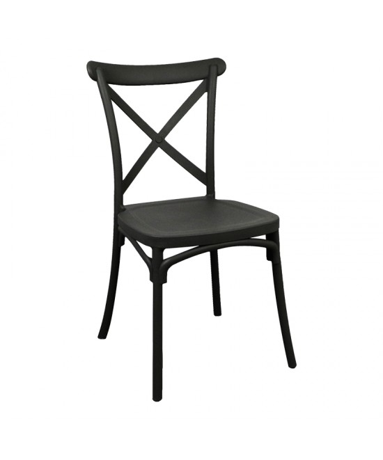 Καρέκλα Crossie pakoworld pp σε μαύρη απόχρωση 38x46.5x82εκ