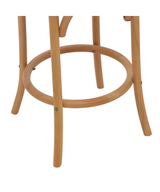 Σκαμπό μπαρ Thonet pakoworld φυσικό ξύλο οξιάς-έδρα φυσικό rattan 41x50x105εκ