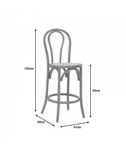 Σκαμπό μπαρ Thonet pakoworld φυσικό ξύλο οξιάς-έδρα φυσικό rattan 41x50x105εκ