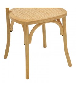 Καρέκλα Karley pakoworld φυσικό ξύλο οξιάς-έδρα φυσικό rattan 48x52x89εκ