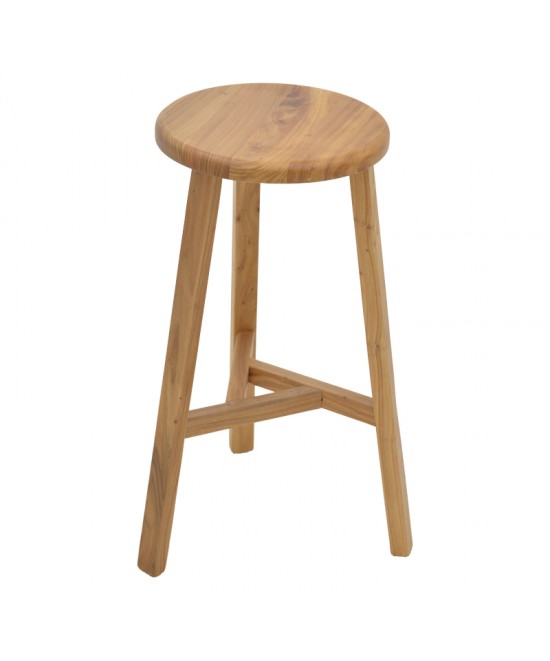 Σκαμπό μπαρ Fabrio pakoworld ξύλο φτελιάς σε φυσική απόχρωση Φ38x71εκ