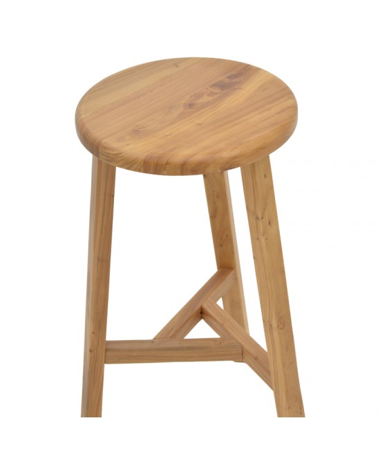 Σκαμπό μπαρ Fabrio pakoworld ξύλο φτελιάς σε φυσική απόχρωση Φ38x71εκ