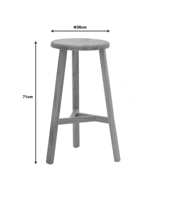 Σκαμπό μπαρ Fabrio pakoworld ξύλο φτελιάς σε φυσική απόχρωση Φ38x71εκ