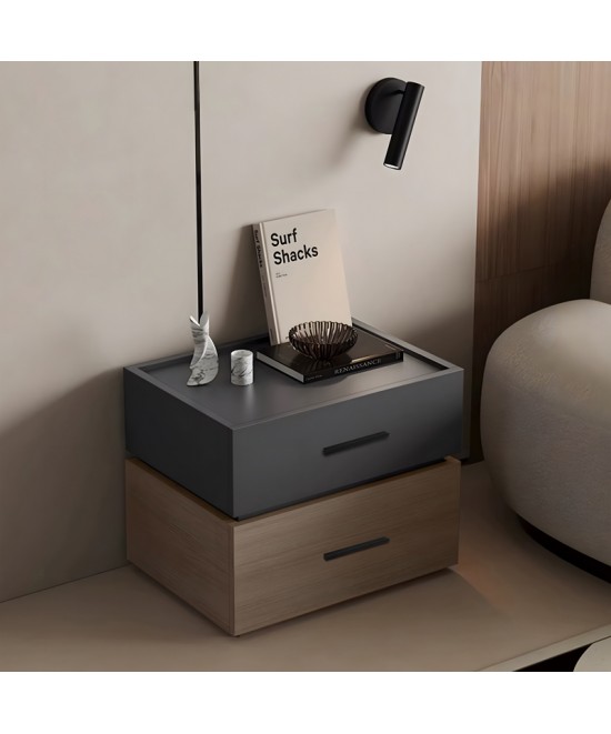 Κομοδίνο Sonlen pakoworld mdf σε sonoma-ανθρακί απόχρωση 60x40x44.5εκ