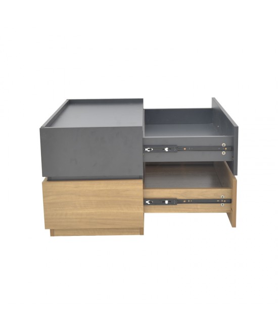 Κομοδίνο Sonlen pakoworld mdf σε sonoma-ανθρακί απόχρωση 60x40x44.5εκ