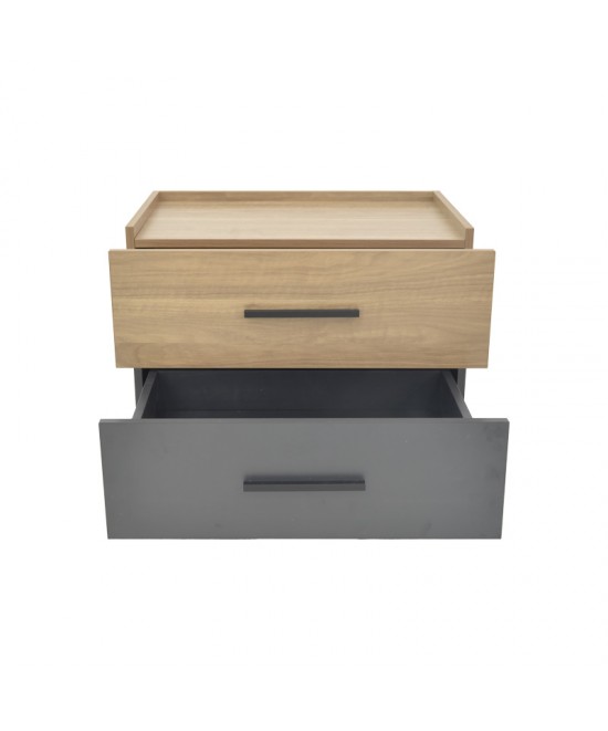 Κομοδίνο Sonlen pakoworld mdf σε sonoma-ανθρακί απόχρωση 60x40x44.5εκ