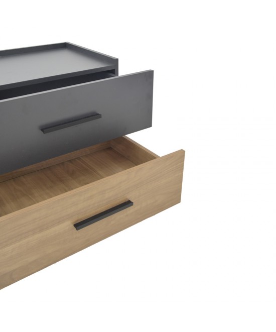 Κομοδίνο Sonlen pakoworld mdf σε sonoma-ανθρακί απόχρωση 60x40x44.5εκ