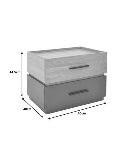 Κομοδίνο Sonlen pakoworld mdf σε sonoma-ανθρακί απόχρωση 60x40x44.5εκ