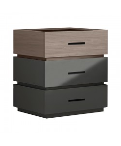 Κομοδίνο Sonlen pakoworld mdf σε sonoma-ανθρακί απόχρωση 60x40x66εκ