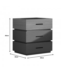 Κομοδίνο Sonlen pakoworld mdf σε sonoma-ανθρακί απόχρωση 60x40x66εκ