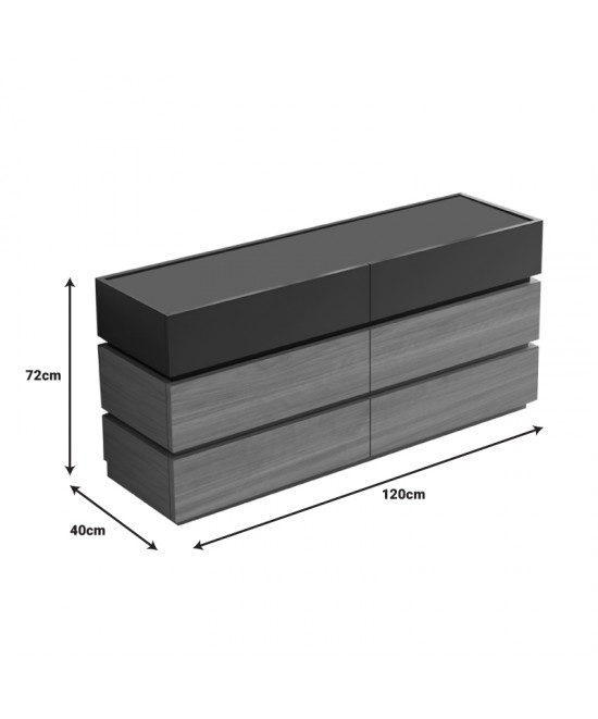 Συρταριέρα Sonlen pakoworld mdf σε ανθρακί-sonoma απόχρωση 120x40x72εκ