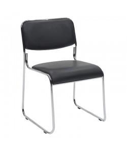 Καρέκλα επισκέπτη στοιβαζόμενη Randin pakoworld μαύρο pu-πόδι χρωμίου 42x44x77εκ