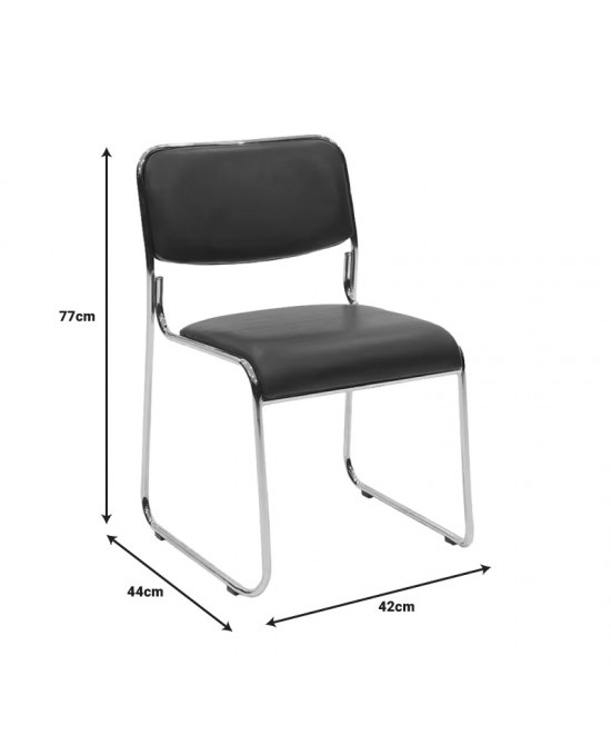 Καρέκλα επισκέπτη στοιβαζόμενη Randin pakoworld μαύρο pu-πόδι χρωμίου 42x44x77εκ Καρέκλα επισκέπτη στοιβαζόμενη Randin pakoworld μαύρο pu-πόδι χρωμίου 42x44x77εκ