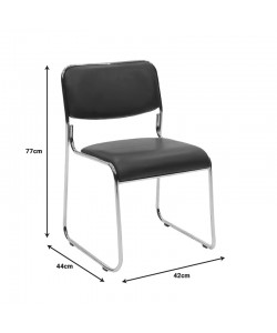 Καρέκλα επισκέπτη στοιβαζόμενη Randin pakoworld μαύρο pu-πόδι χρωμίου 42x44x77εκ