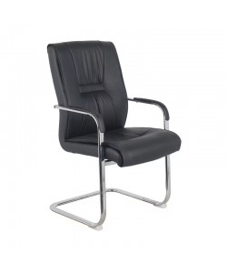 Καρέκλα επισκέπτη στοιβαζόμενη Nioze pakoworld μαύρο pu-πόδι χρωμίου 57x50x95εκ