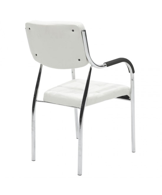 Καρέκλα επισκέπτη στοιβαζόμενη Otlen pakoworld λευκό pu-πόδι χρωμίου 47x45x87εκ