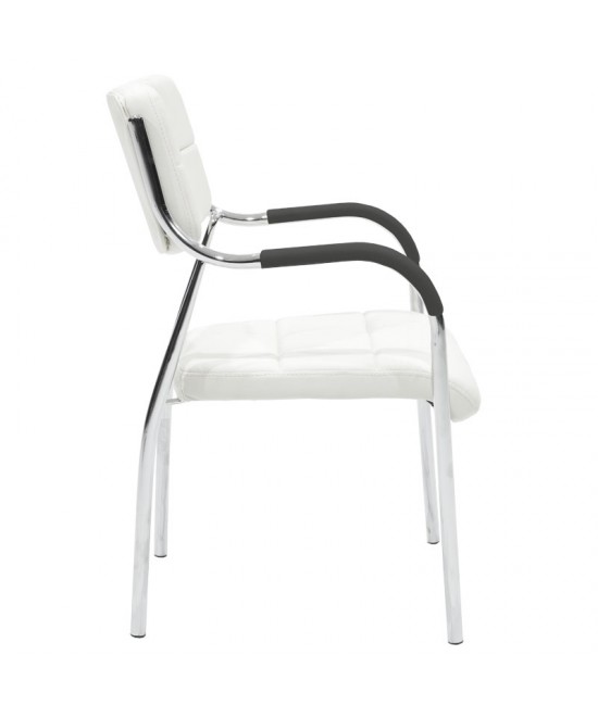 Καρέκλα επισκέπτη στοιβαζόμενη Otlen pakoworld λευκό pu-πόδι χρωμίου 47x45x87εκ