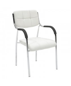 Καρέκλα επισκέπτη στοιβαζόμενη Otlen pakoworld λευκό pu-πόδι χρωμίου 47x45x87εκ