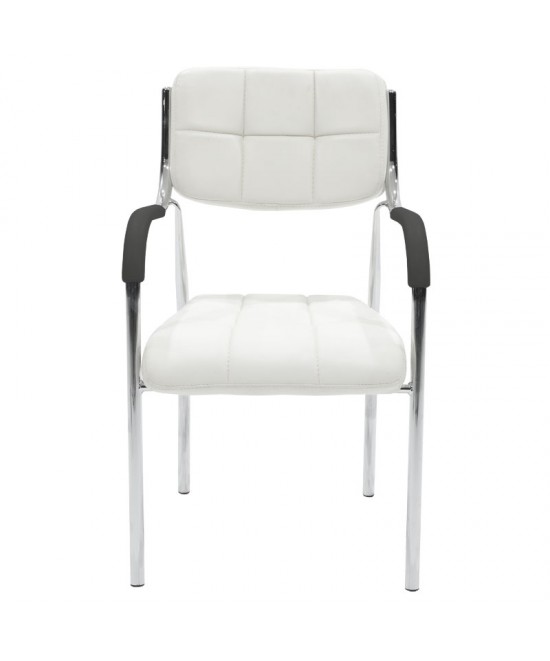 Καρέκλα επισκέπτη στοιβαζόμενη Otlen pakoworld λευκό pu-πόδι χρωμίου 47x45x87εκ